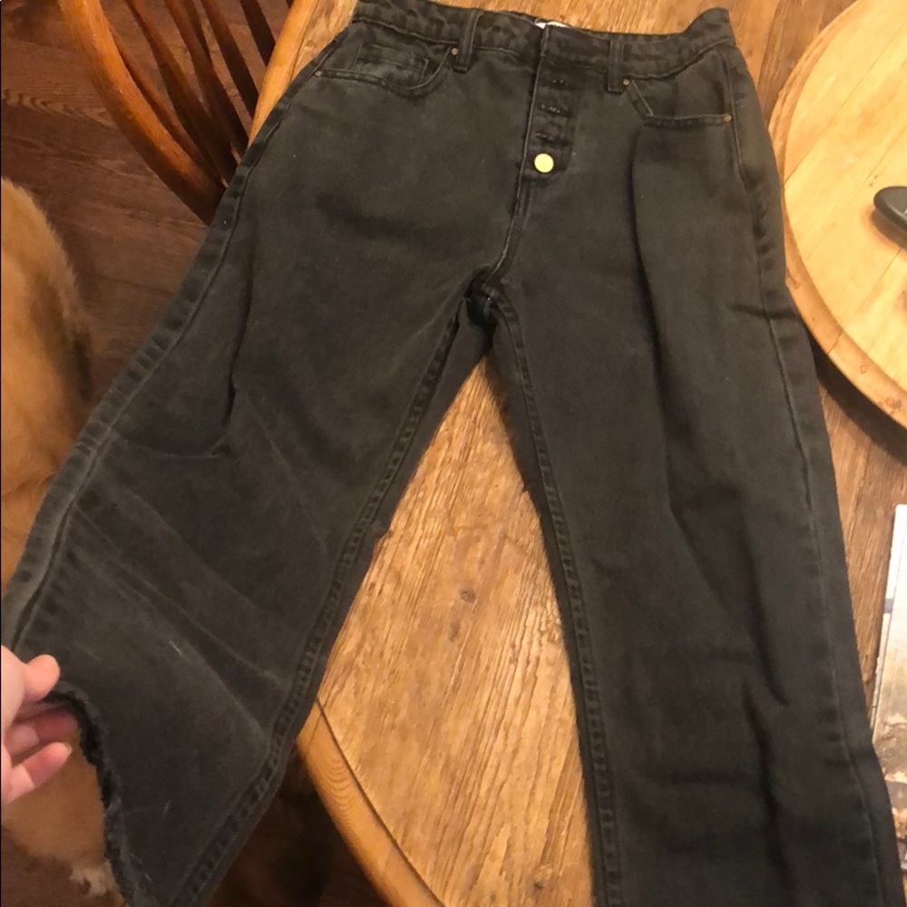 Black flare button up black jeans